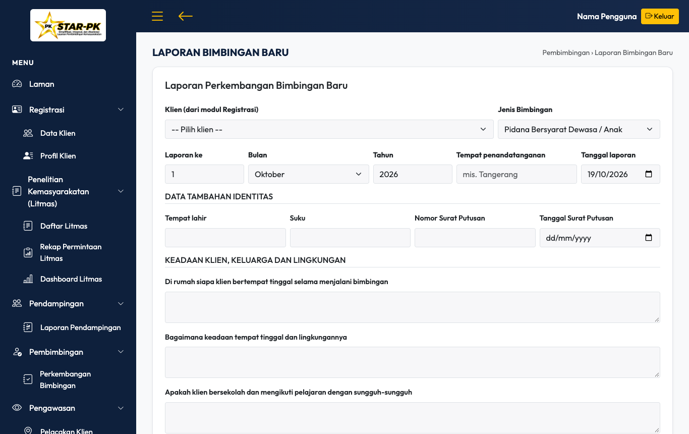 Form pencatatan bimbingan